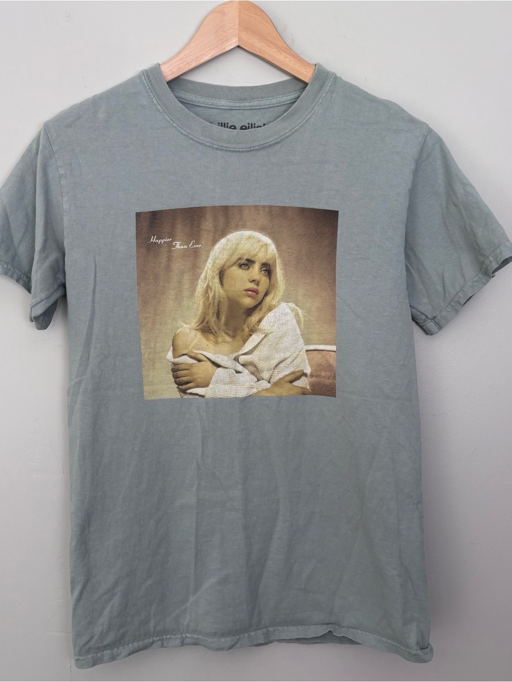 Billie Eilish 2021 Happier Than Ever Green Graphic Tour T-Shirt Sz S Lash Music